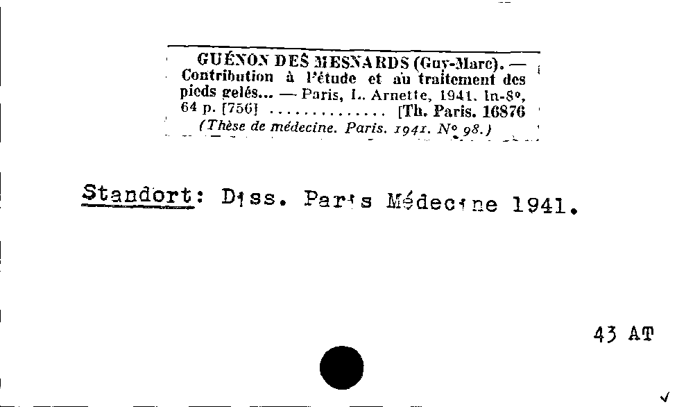 [Katalogkarte Dissertationenkatalog bis 1980]