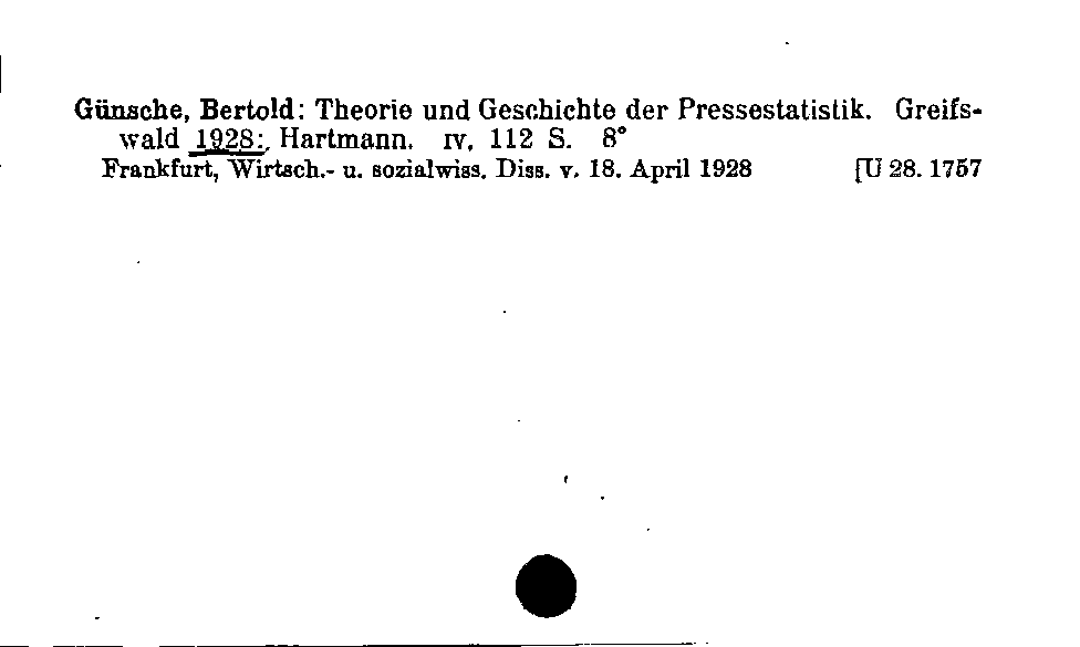 [Katalogkarte Dissertationenkatalog bis 1980]