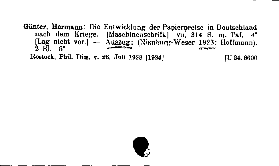 [Katalogkarte Dissertationenkatalog bis 1980]