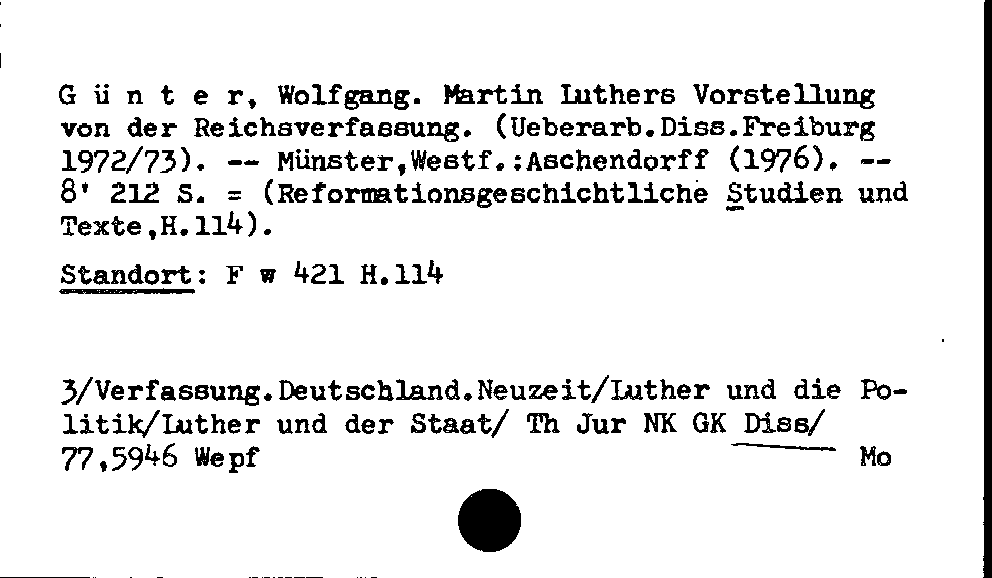 [Katalogkarte Dissertationenkatalog bis 1980]