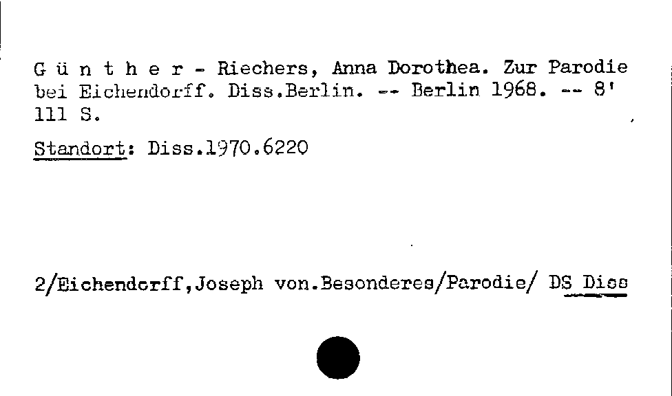 [Katalogkarte Dissertationenkatalog bis 1980]