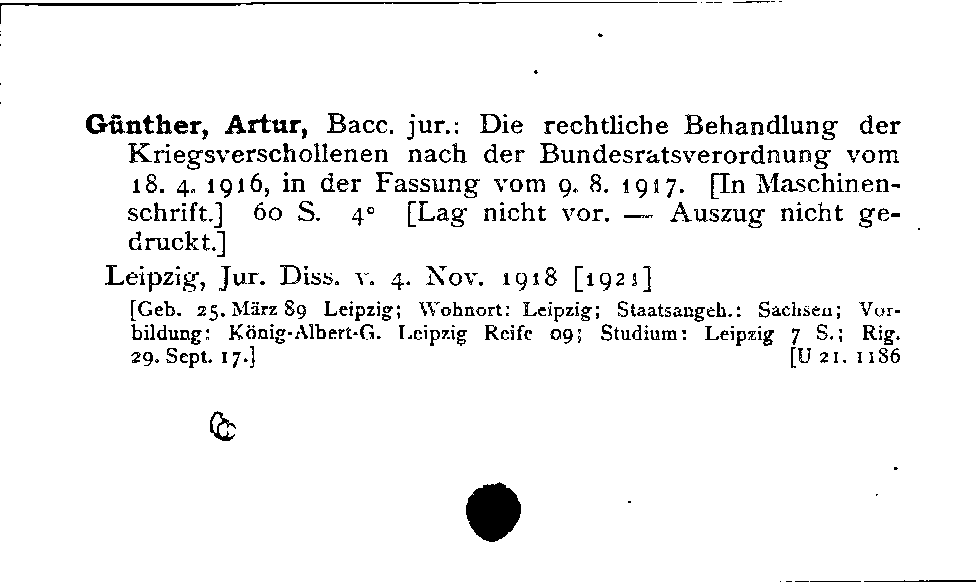 [Katalogkarte Dissertationenkatalog bis 1980]