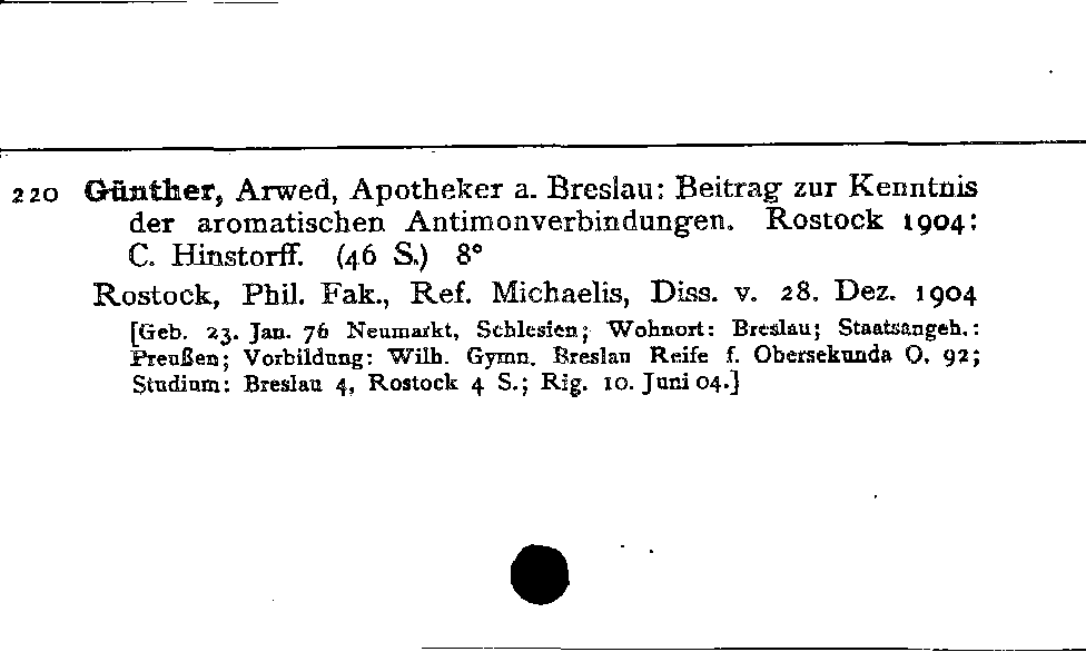 [Katalogkarte Dissertationenkatalog bis 1980]