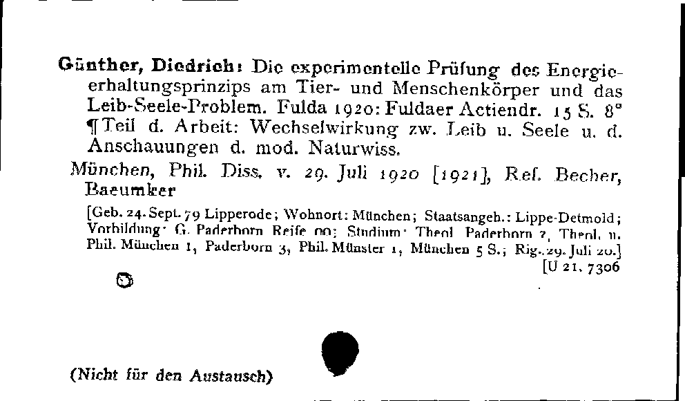 [Katalogkarte Dissertationenkatalog bis 1980]