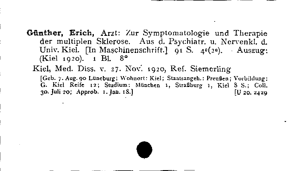 [Katalogkarte Dissertationenkatalog bis 1980]