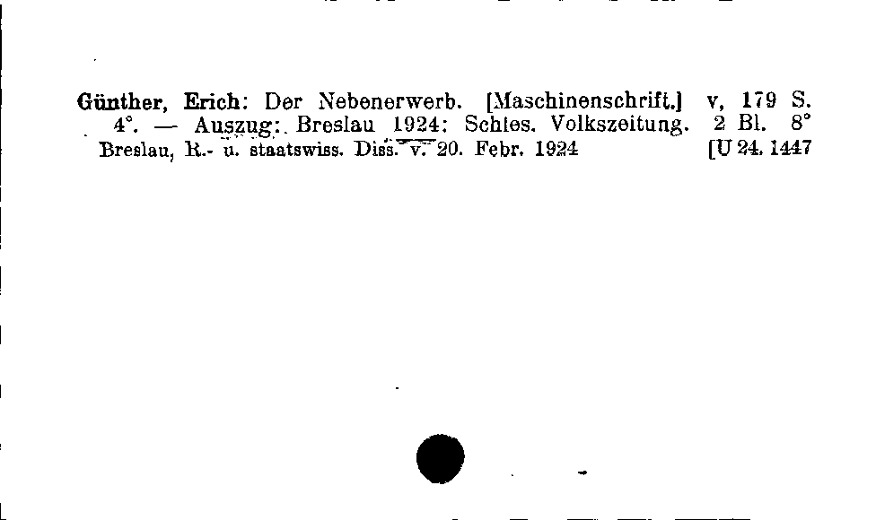 [Katalogkarte Dissertationenkatalog bis 1980]