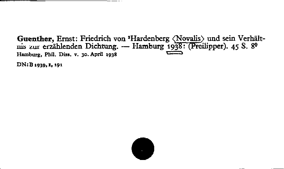 [Katalogkarte Dissertationenkatalog bis 1980]