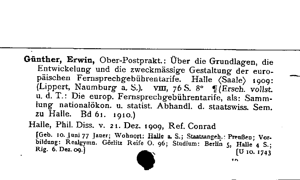 [Katalogkarte Dissertationenkatalog bis 1980]