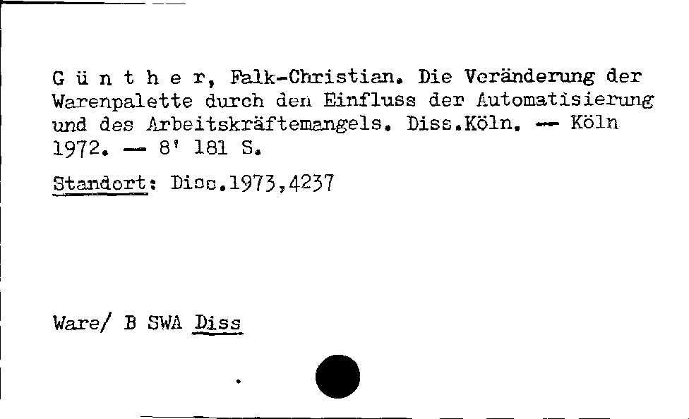 [Katalogkarte Dissertationenkatalog bis 1980]