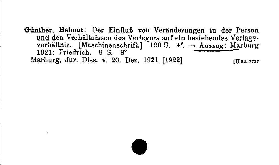 [Katalogkarte Dissertationenkatalog bis 1980]