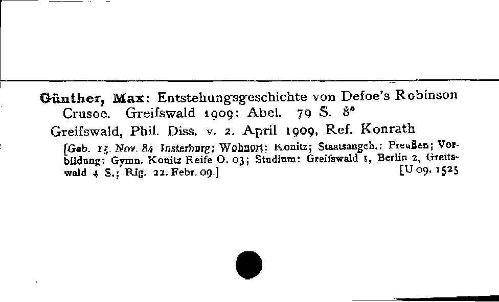 [Katalogkarte Dissertationenkatalog bis 1980]