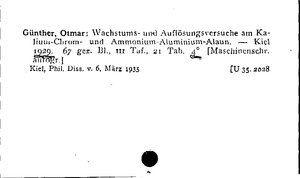 [Katalogkarte Dissertationenkatalog bis 1980]