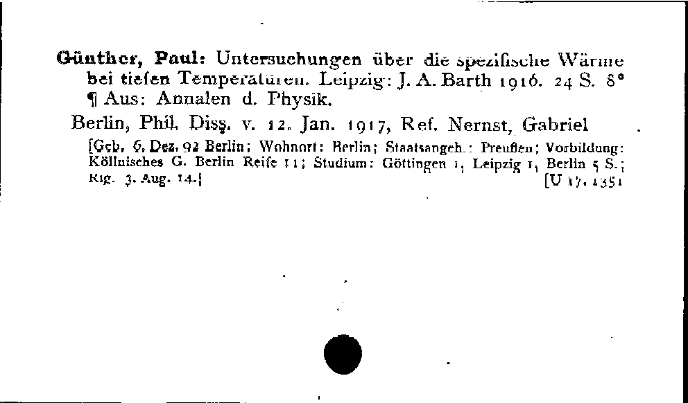 [Katalogkarte Dissertationenkatalog bis 1980]