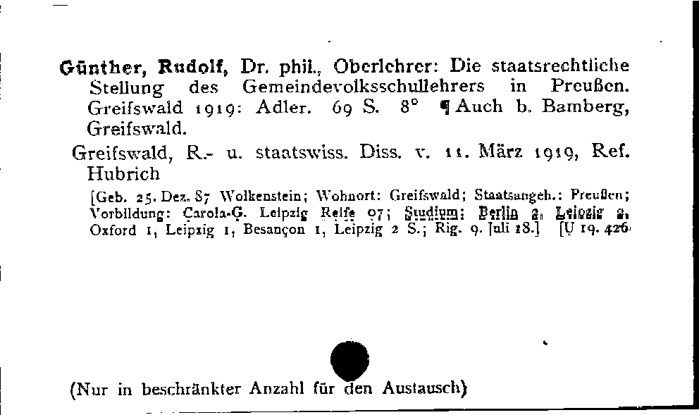 [Katalogkarte Dissertationenkatalog bis 1980]