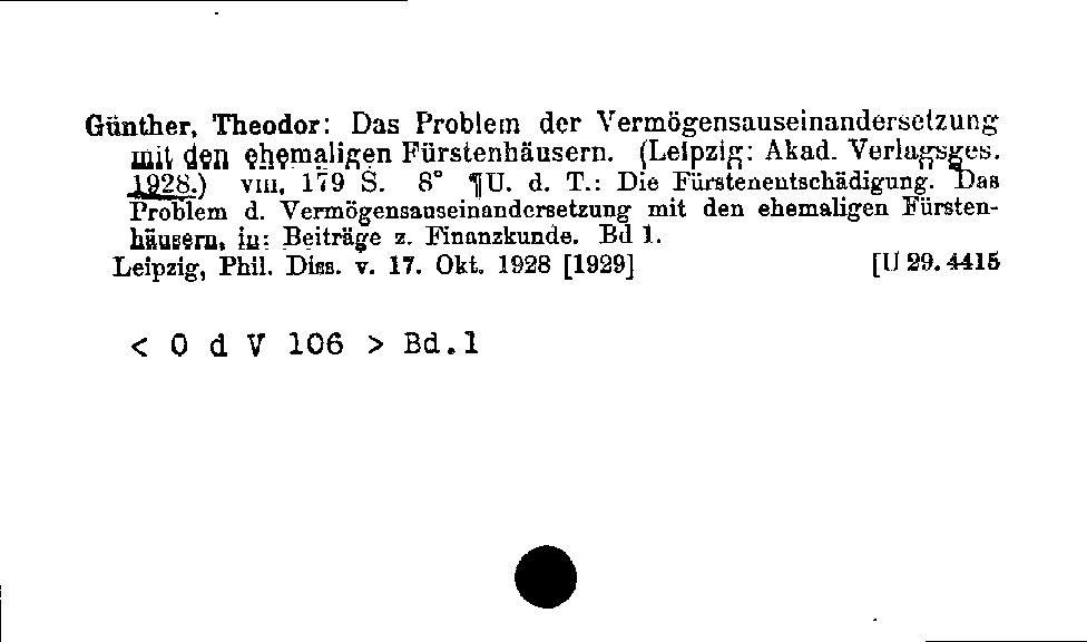 [Katalogkarte Dissertationenkatalog bis 1980]