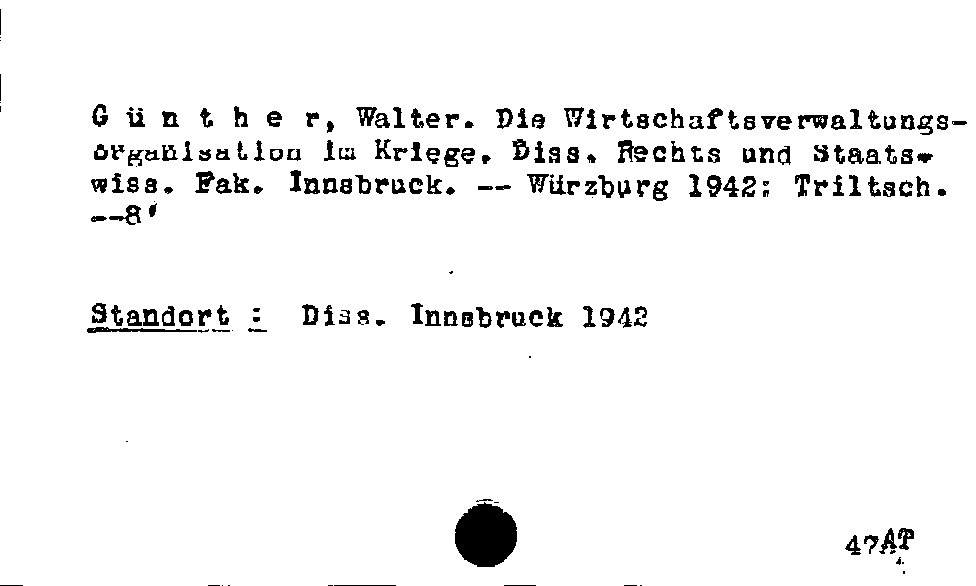 [Katalogkarte Dissertationenkatalog bis 1980]