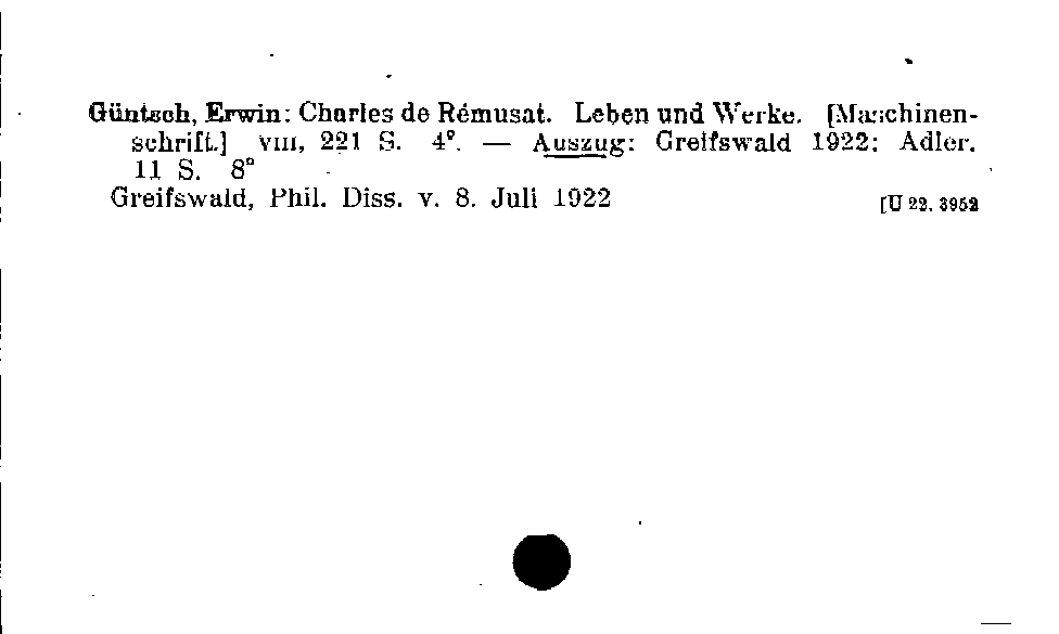 [Katalogkarte Dissertationenkatalog bis 1980]