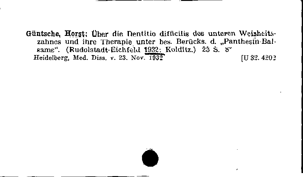 [Katalogkarte Dissertationenkatalog bis 1980]