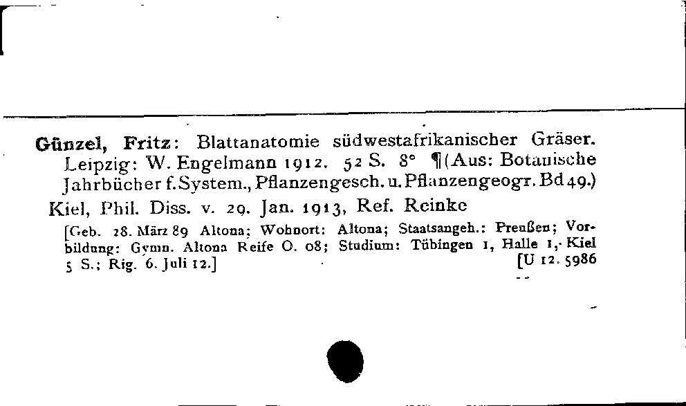 [Katalogkarte Dissertationenkatalog bis 1980]