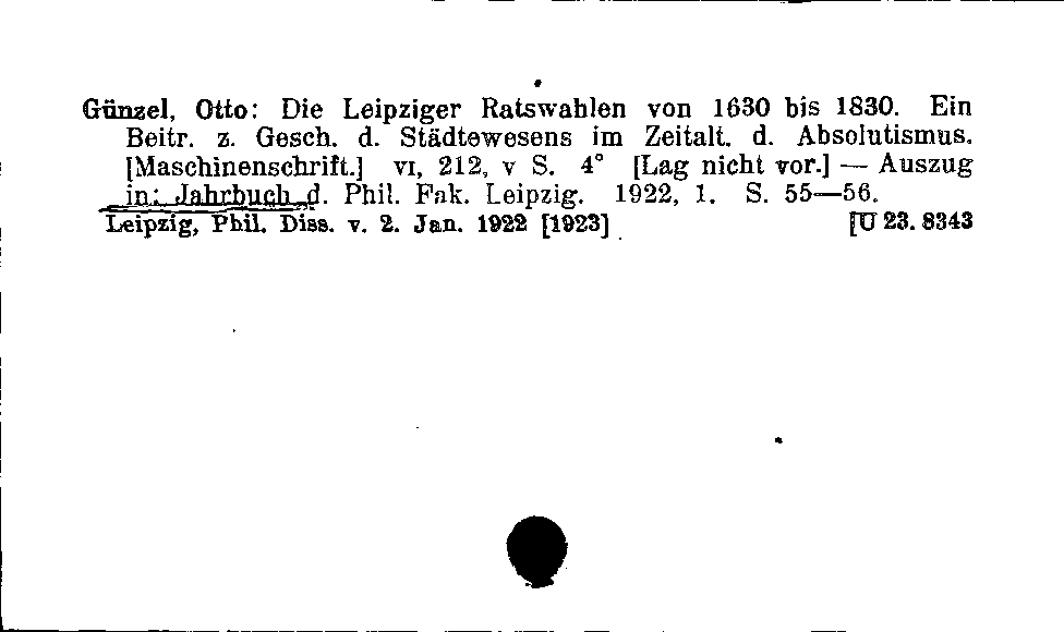 [Katalogkarte Dissertationenkatalog bis 1980]