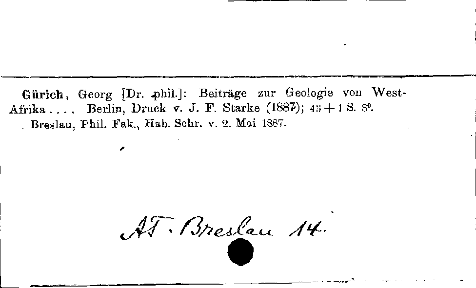 [Katalogkarte Dissertationenkatalog bis 1980]