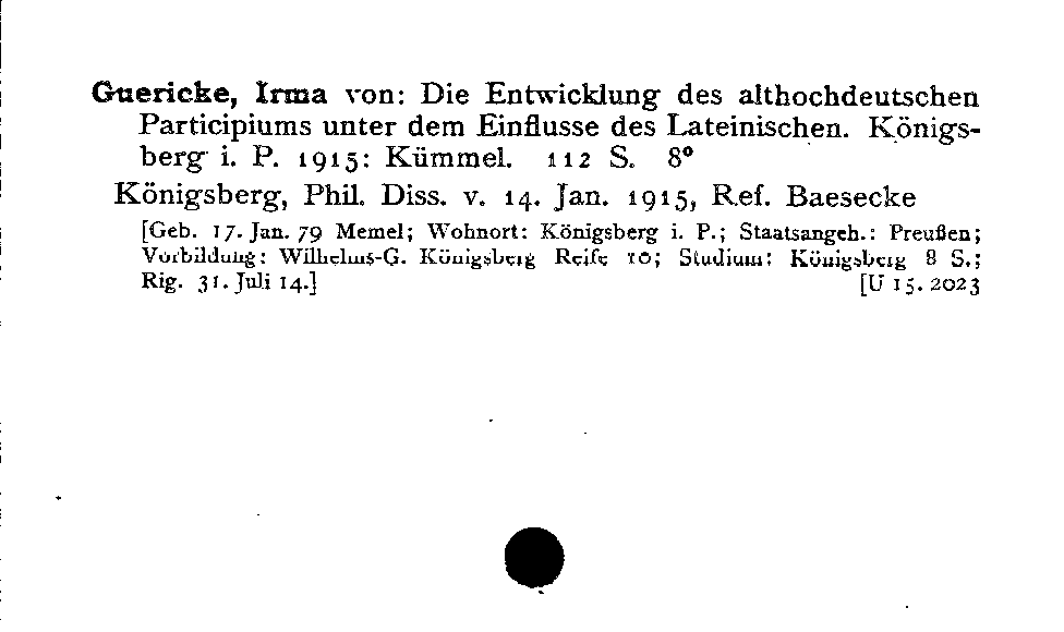 [Katalogkarte Dissertationenkatalog bis 1980]