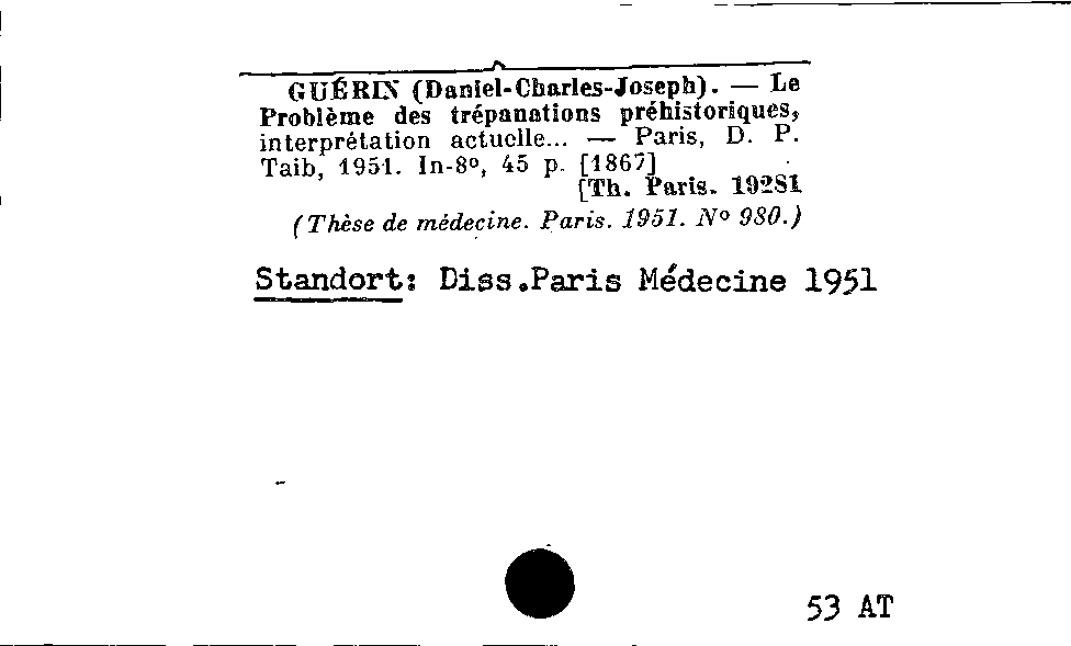 [Katalogkarte Dissertationenkatalog bis 1980]