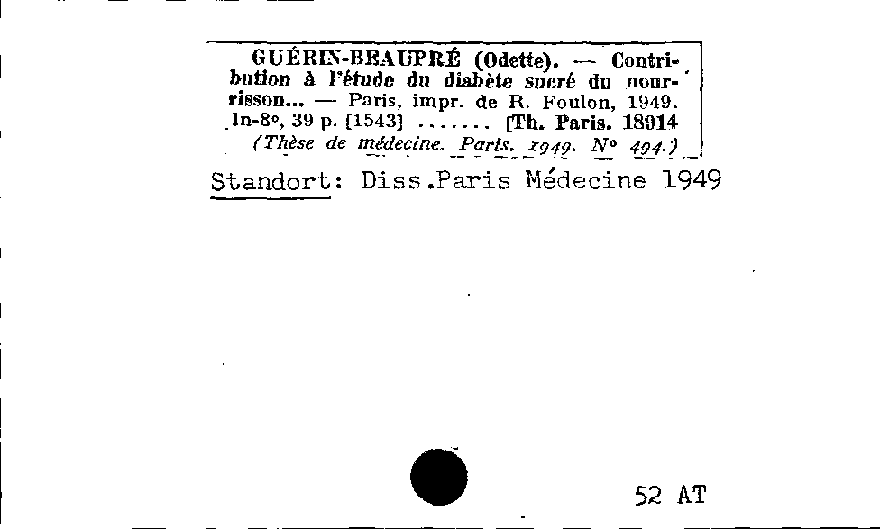 [Katalogkarte Dissertationenkatalog bis 1980]