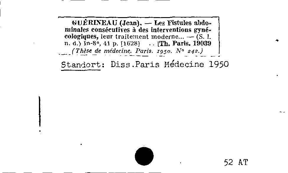 [Katalogkarte Dissertationenkatalog bis 1980]