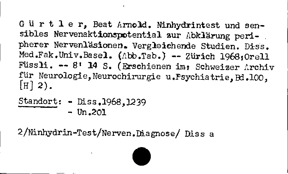 [Katalogkarte Dissertationenkatalog bis 1980]