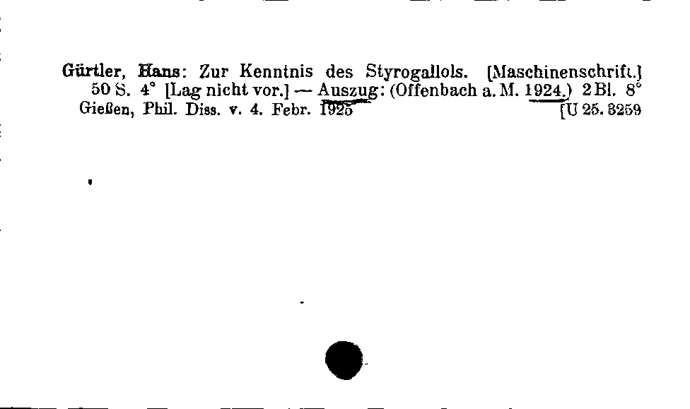 [Katalogkarte Dissertationenkatalog bis 1980]