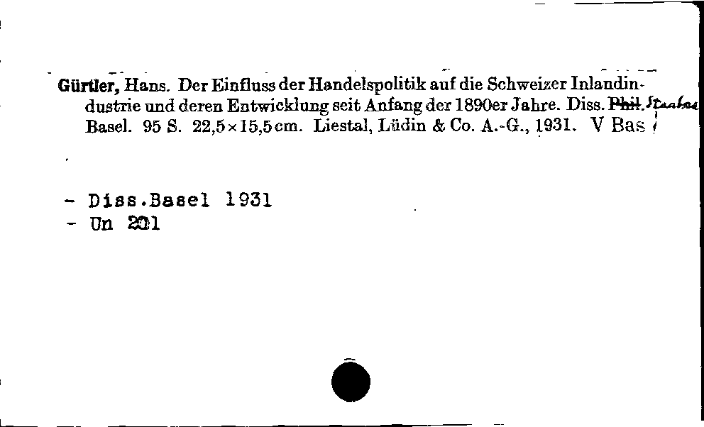 [Katalogkarte Dissertationenkatalog bis 1980]