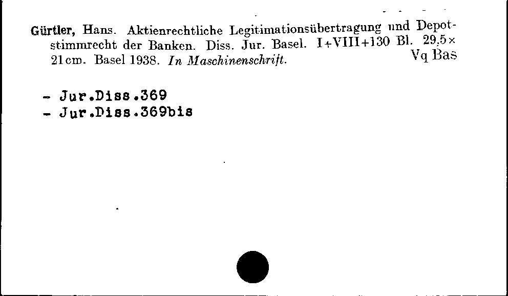 [Katalogkarte Dissertationenkatalog bis 1980]