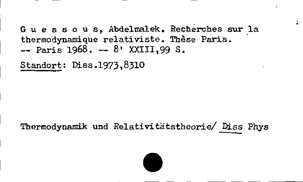 [Katalogkarte Dissertationenkatalog bis 1980]