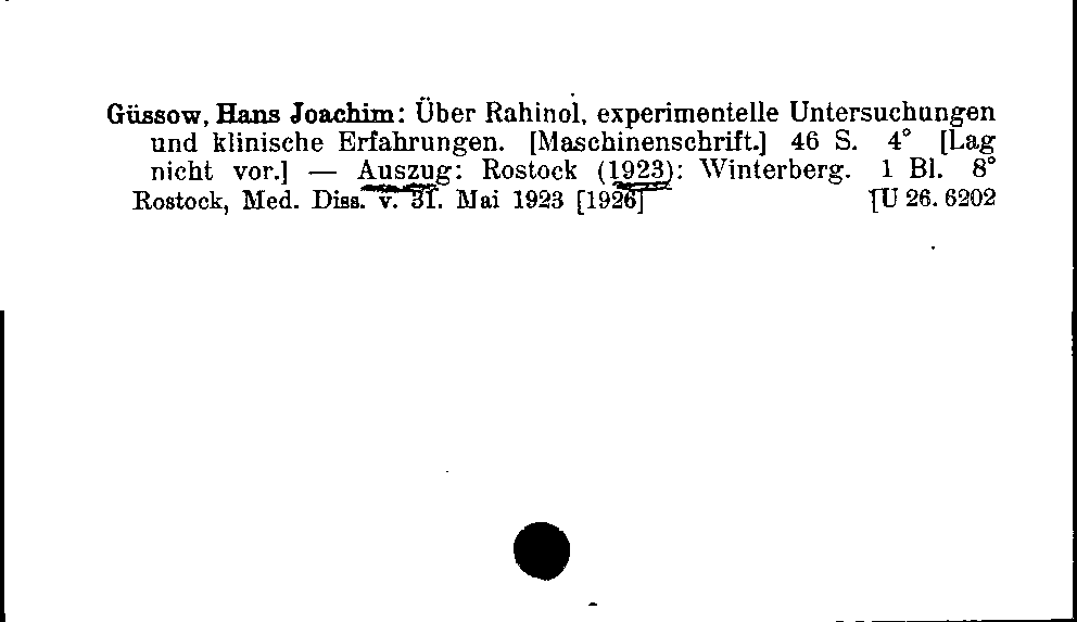 [Katalogkarte Dissertationenkatalog bis 1980]