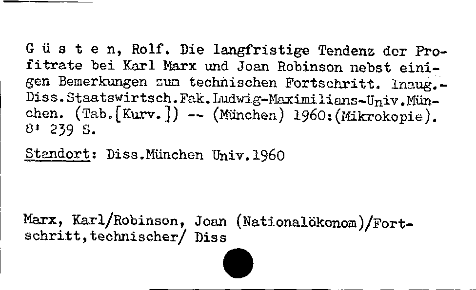 [Katalogkarte Dissertationenkatalog bis 1980]