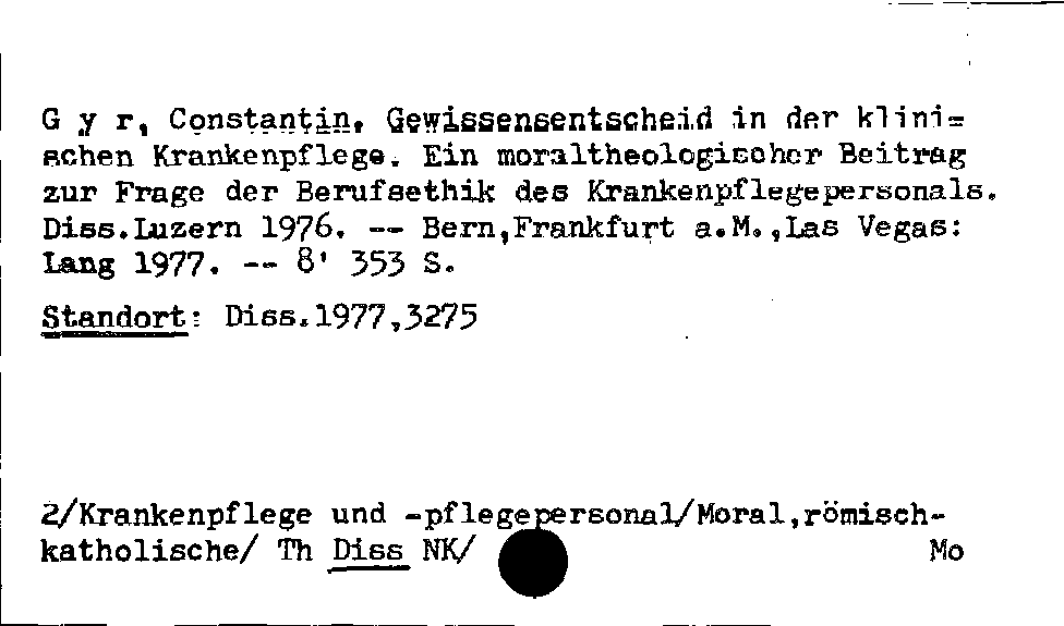 [Katalogkarte Dissertationenkatalog bis 1980]