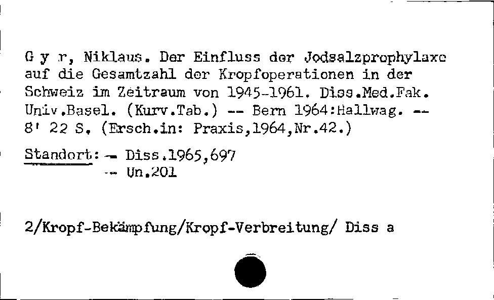 [Katalogkarte Dissertationenkatalog bis 1980]