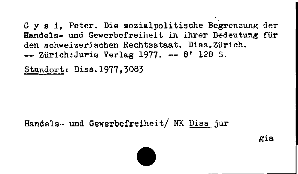 [Katalogkarte Dissertationenkatalog bis 1980]