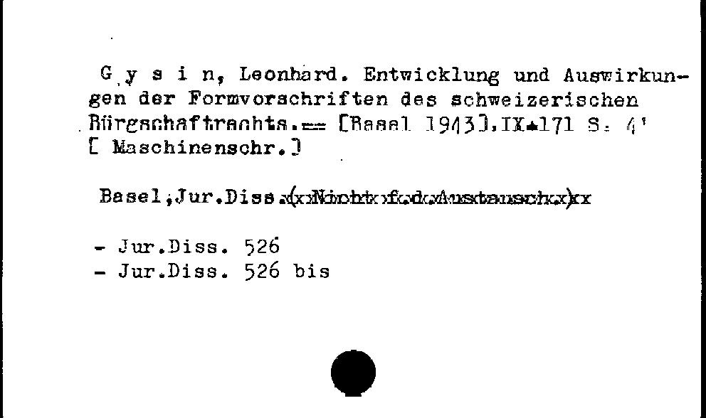 [Katalogkarte Dissertationenkatalog bis 1980]