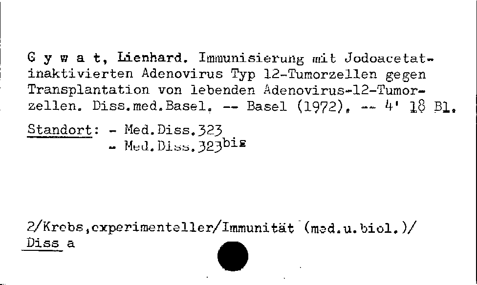 [Katalogkarte Dissertationenkatalog bis 1980]