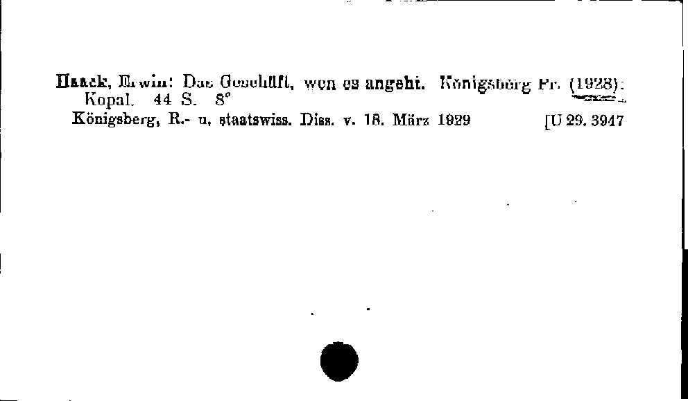 [Katalogkarte Dissertationenkatalog bis 1980]