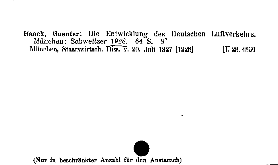 [Katalogkarte Dissertationenkatalog bis 1980]