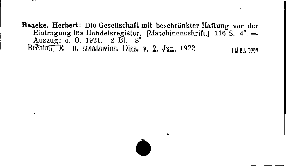 [Katalogkarte Dissertationenkatalog bis 1980]