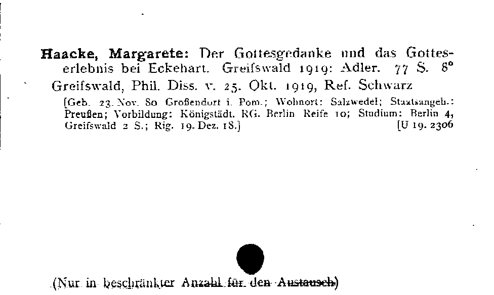 [Katalogkarte Dissertationenkatalog bis 1980]