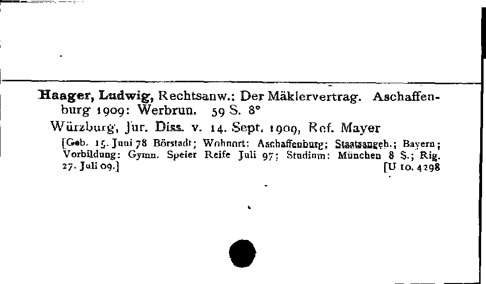 [Katalogkarte Dissertationenkatalog bis 1980]