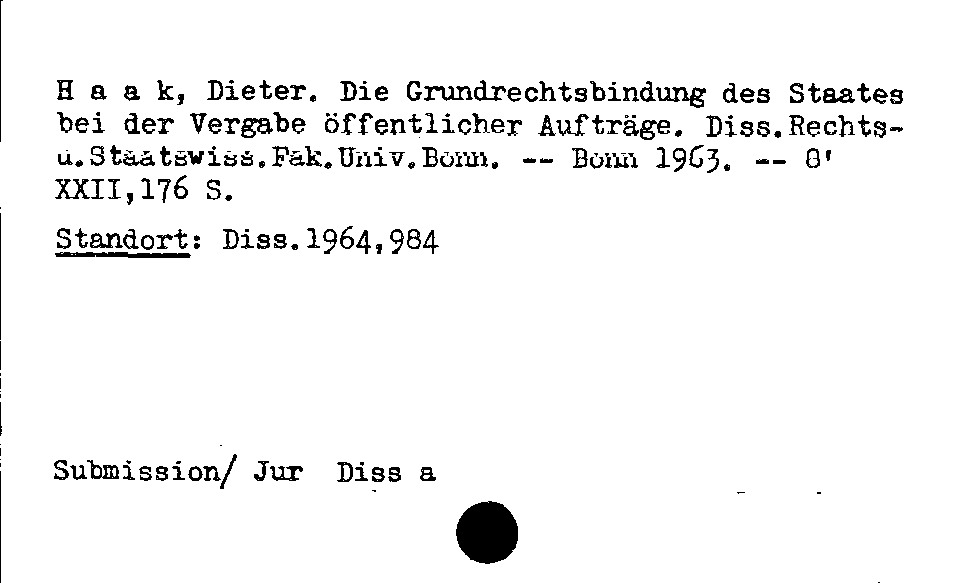 [Katalogkarte Dissertationenkatalog bis 1980]