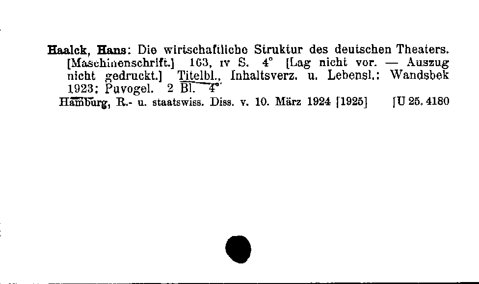 [Katalogkarte Dissertationenkatalog bis 1980]