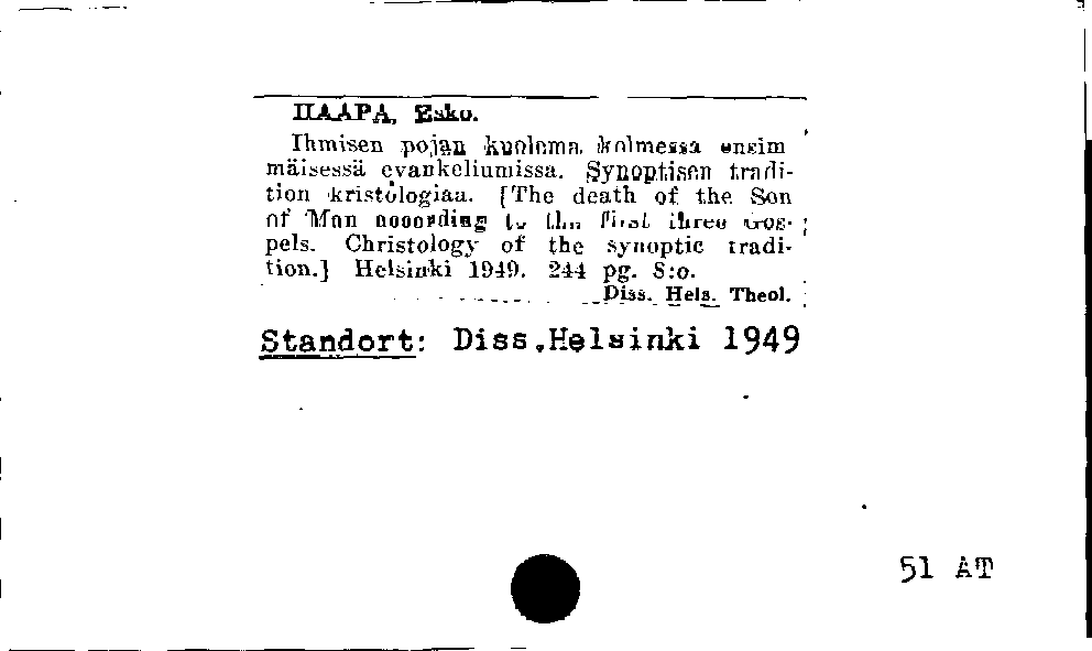 [Katalogkarte Dissertationenkatalog bis 1980]