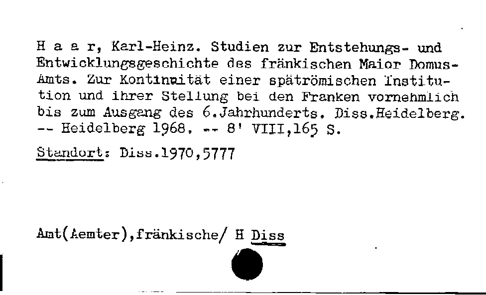 [Katalogkarte Dissertationenkatalog bis 1980]